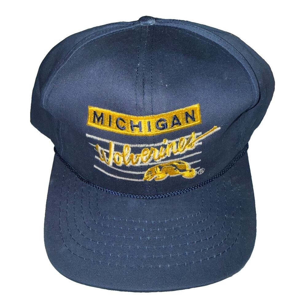 Vintage 90s University Michigan Wolverines Clark Sportswear NCAA Snapback Hat
